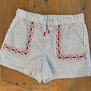 Vineyard Vines Girls XS 5-6 Blue and White Striped shorts w/ Embroidered pockets